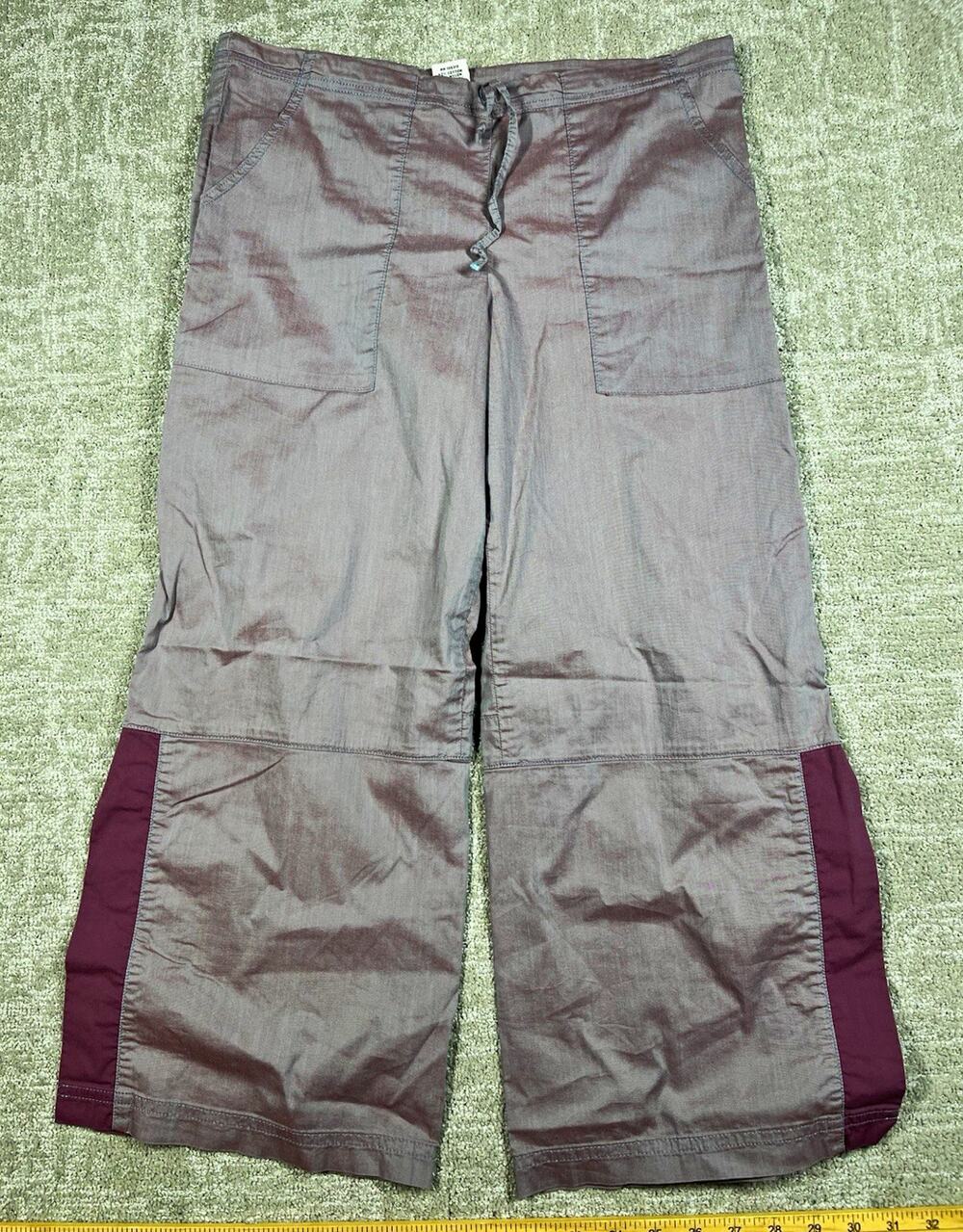 Be Present Yoga Purple Lotus Embroidered Crop Slip Pant Size Small